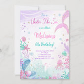 Mermaid 6. Geburtstag Einladung (Vorderseite)