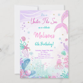 Mermaid 6. Geburtstag Einladung
