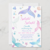 Mermaid 6. Geburtstag Girl Splish Splash Party Einladung (Vorderseite)