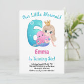Mermaid 6. Geburtstagsparty Einladung (Stehend Vorderseite)