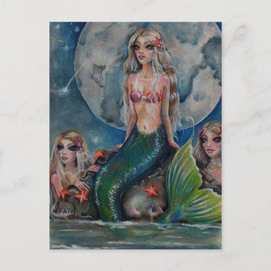 Mermaid Abend Postkarte (Vorderseite)