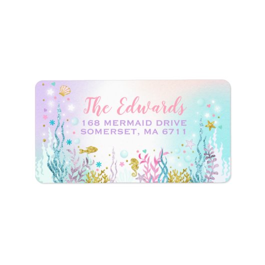 Mermaid Address Labels Magisches Mermaid-Party Adressaufkleber (Vorne)