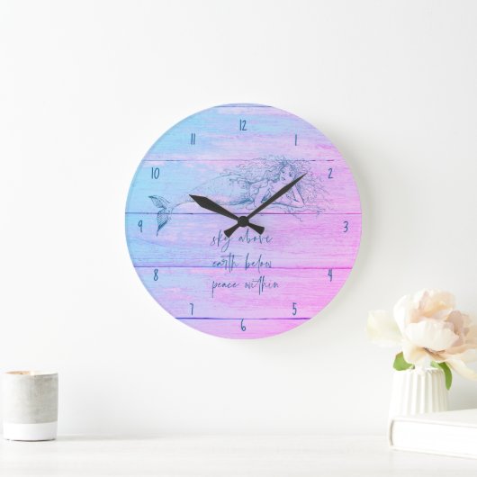Mermaid Affirmation Ombre Große Wanduhr (Zuhause)