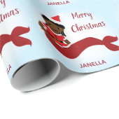 Mermaid African America Santa Outfit Name Geschenkpapier (Rolleneckpunkt)