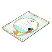 Mermaid Afrikanisches Girl Peach Mint Gold Notizblock (Linke Seite)