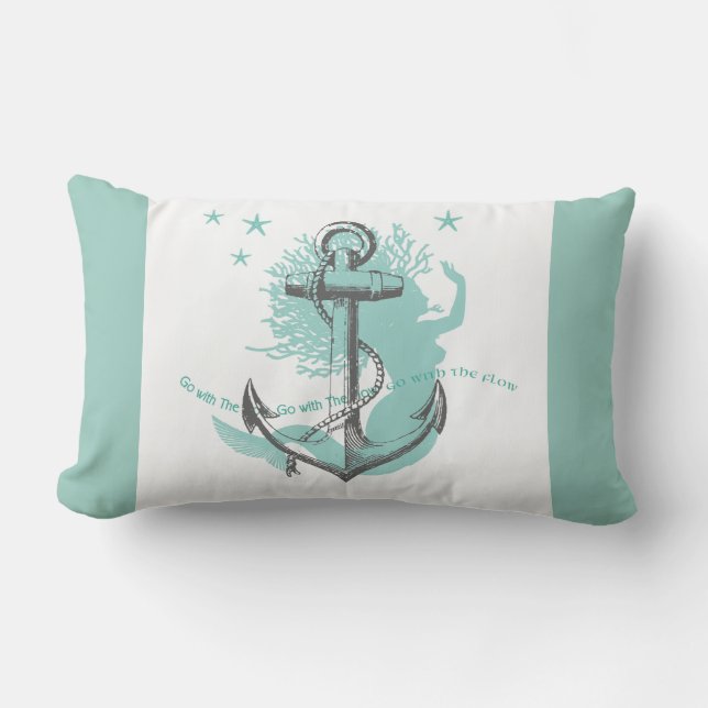 Mermaid Anchor Lumbar Pillow Lendenkissen (Vorderseite)