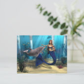 Mermaid and Dolphin Postkarte (Stehend Vorderseite)