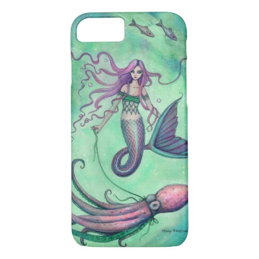 Mermaid and Octopus Fantasy Art Illustration Case-Mate iPhone Hülle (Rückseite)
