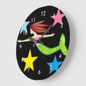 Mermaid And Stars Große Wanduhr (Winkel)