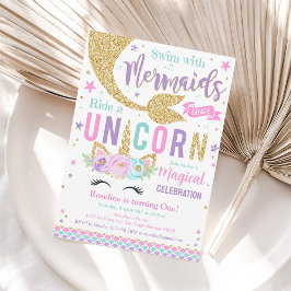 Mermaid and Unicorn Magical Birthday Einladung