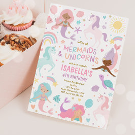 Mermaid and Unicorn Magical Birthday Party Einladung