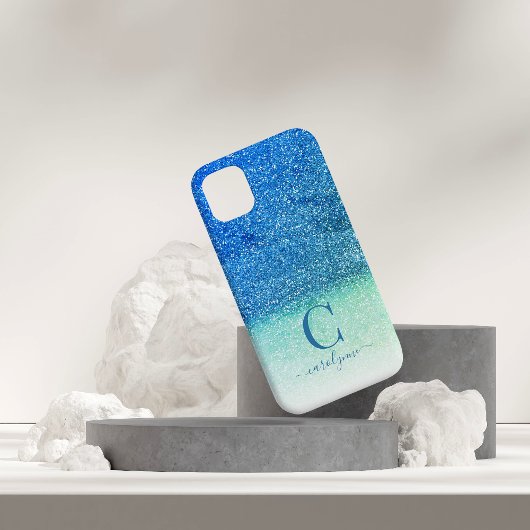 Mermaid Aqua Aquamarin Blue Ombre Sparkle Glitzer Case-Mate iPhone Hülle