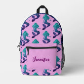 Mermaid Aqua Blue Glitzern individuelle Name Laven Bedruckter Rucksack (Vorderseite)