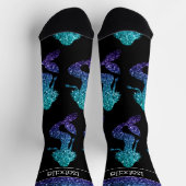 Mermaid aqua blue ombre Glitzern Muster Ihr Name Socken (Oben)
