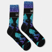 Mermaid aqua blue ombre Glitzern Muster Ihr Name Socken (Rechts)