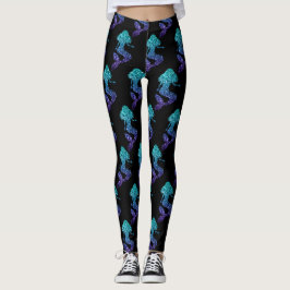 Mermaid aqua blue ombre Glitzern muster Leggings