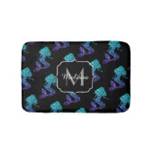 Mermaid aqua blue ombre Glitzern muster Monogram Badematte (Vorderseite)
