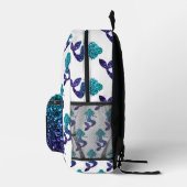 Mermaid aqua blue ombre Glitzern muster Monogram Bedruckter Rucksack (Rechts)