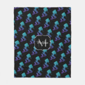 Mermaid aqua blue ombre Glitzern muster Monogram Fleecedecke (Vorderseite)