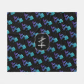 Mermaid aqua blue ombre Glitzern muster Monogram Fleecedecke (Vorderseite (Horizontal))