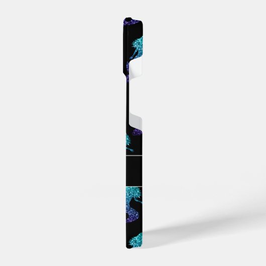 Mermaid aqua blue ombre Glitzern muster Monogram iPhone Hülle (Linke Seite)