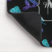 Mermaid aqua blue ombre Glitzern muster Monogram Mousepad (Ecke)