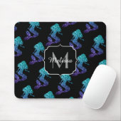 Mermaid aqua blue ombre Glitzern muster Monogram Mousepad (Mit Mouse)