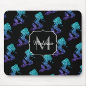 Mermaid aqua blue ombre Glitzern muster Monogram Mousepad (Vorne)