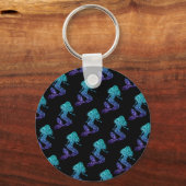 Mermaid aqua blue ombre Glitzern muster Monogram Schlüsselanhänger (Rückseite)