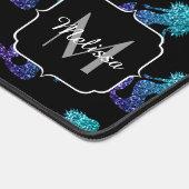 Mermaid aqua blue ombre Glitzern muster Monogram Schreibtischunterlage (Ecke)