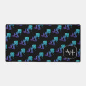 Mermaid aqua blue ombre Glitzern muster Monogram Schreibtischunterlage (Vorderseite)
