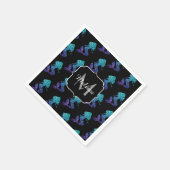 Mermaid aqua blue ombre Glitzern muster Monogram Serviette (Ecke)