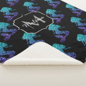 Mermaid aqua blue ombre Glitzern muster Monogram Sherpadecke (3/4)