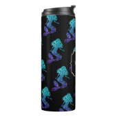 Mermaid aqua blue ombre Glitzern muster Monogram Thermosbecher (Nach links gedreht)