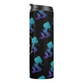 Mermaid aqua blue ombre Glitzern muster Monogram Thermosbecher (Nach rechts gedreht)