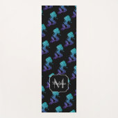 Mermaid aqua blue ombre Glitzern muster Monogram Yogamatte (Vorderseite)