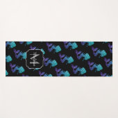 Mermaid aqua blue ombre Glitzern muster Monogram Yogamatte (Vorderseite (Horizontal))