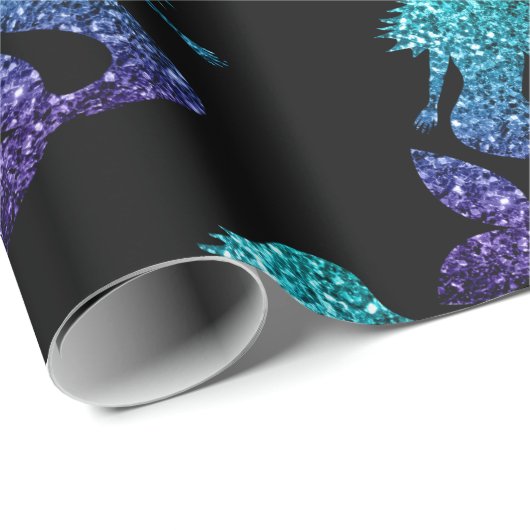 Mermaid aqua blue ombre Glitzern schwarz Geschenkpapier (Rolleneckpunkt)