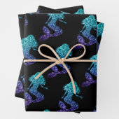 Mermaid aqua blue ombre Glitzern schwarz Geschenkpapier Set (Beispiel)