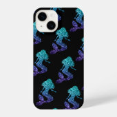 Mermaid aqua blue ombre Glitzern schwarz iPhone Hülle (Rückseite)