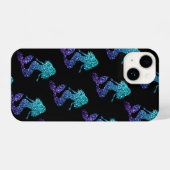 Mermaid aqua blue ombre Glitzern schwarz iPhone Hülle (Rückseite (Horizontal))