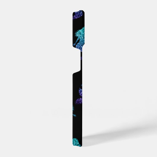 Mermaid aqua blue ombre Glitzern schwarz iPhone Hülle (Rechte Seite)
