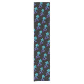 Mermaid aqua blue ombre Glitzern schwarz Kurzer Tischläufer (Vorderseite)