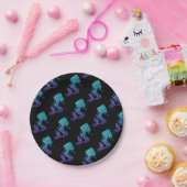 Mermaid aqua blue ombre Glitzern schwarz Pappteller (Party)
