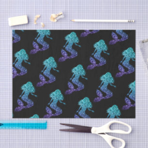 Mermaid aqua blue ombre Glitzern schwarz Seidenpapier