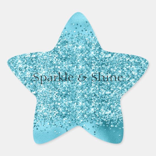 Mermaid Aqua Confetti Sparkle Glitzer Stern-Aufkleber (Vorderseite)