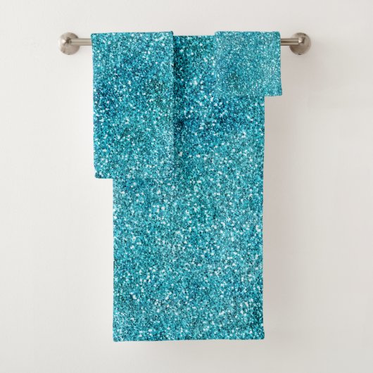 Mermaid Aqua Glitz Glitzer        Badhandtuch Set (Insitu)