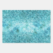 Mermaid Aqua Glitz Glitzer Geschenkpapier Set (Vorderseite 2)