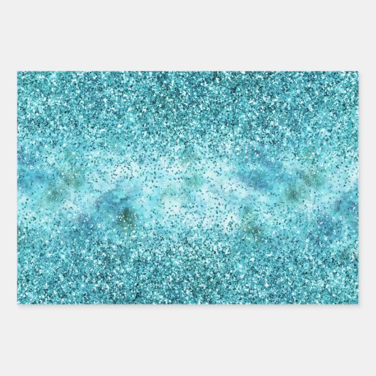 Mermaid Aqua Glitz Glitzer Geschenkpapier Set (Vorderseite 2)
