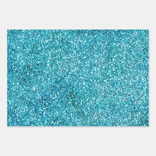 Mermaid Aqua Glitz Glitzer Geschenkpapier Set (Vorderseite)
